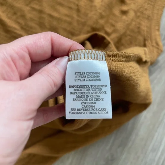 NWT Z Supply Camel Smocked Waist Knit Mini Dress Size L - Picture 5 of 7